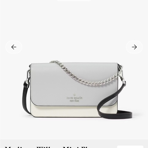 kate spade Handbags - NWT Kate Spade Madison Willow Mini Flap Crossbody in Gray and Cream